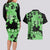 Green Hawaii Couples Matching Long Sleeve Bodycon Dress and Hawaiian Shirt Tapa Cloth Mix Tropical Flowers Pastel Vibes LT14 - Polynesian Pride