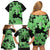 Green Hawaii Family Matching Off Shoulder Short Dress and Hawaiian Shirt Tapa Cloth Mix Tropical Flowers Pastel Vibes LT14 - Polynesian Pride