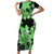 Green Hawaii Family Matching Short Sleeve Bodycon Dress and Hawaiian Shirt Tapa Cloth Mix Tropical Flowers Pastel Vibes LT14 Mom's Dress Green - Polynesian Pride