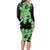 Green Hawaii Long Sleeve Bodycon Dress Tapa Cloth Mix Tropical Flowers Pastel Vibes LT14 - Polynesian Pride