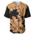 Orange Hawaii Baseball Jersey Tapa Cloth Mix Tropical Flowers Pastel Vibes LT14 Orange - Polynesian Pride