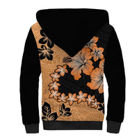 Orange Hawaii Sherpa Hoodie Tapa Cloth Mix Tropical Flowers Pastel Vibes LT14 - Polynesian Pride