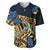 Polynesia Fabric Baseball Jersey Polynesian Tribal With Frangipani Flowers LT14 Blue - Polynesian Pride