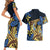 Polynesia Fabric Couples Matching Short Sleeve Bodycon Dress and Hawaiian Shirt Polynesian Tribal With Frangipani Flowers LT14 - Polynesian Pride