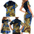 Polynesia Fabric Family Matching Short Sleeve Bodycon Dress and Hawaiian Shirt Polynesian Tribal With Frangipani Flowers LT14 - Polynesian Pride