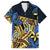 Polynesia Fabric Family Matching Short Sleeve Bodycon Dress and Hawaiian Shirt Polynesian Tribal With Frangipani Flowers LT14 Dad's Shirt - Short Sleeve Blue - Polynesian Pride