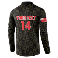 Mate Maa Tonga Rugby Custom Button Sweatshirt 2026 Tongan Ngatu Pattern Black LT14 - Polynesian Pride
