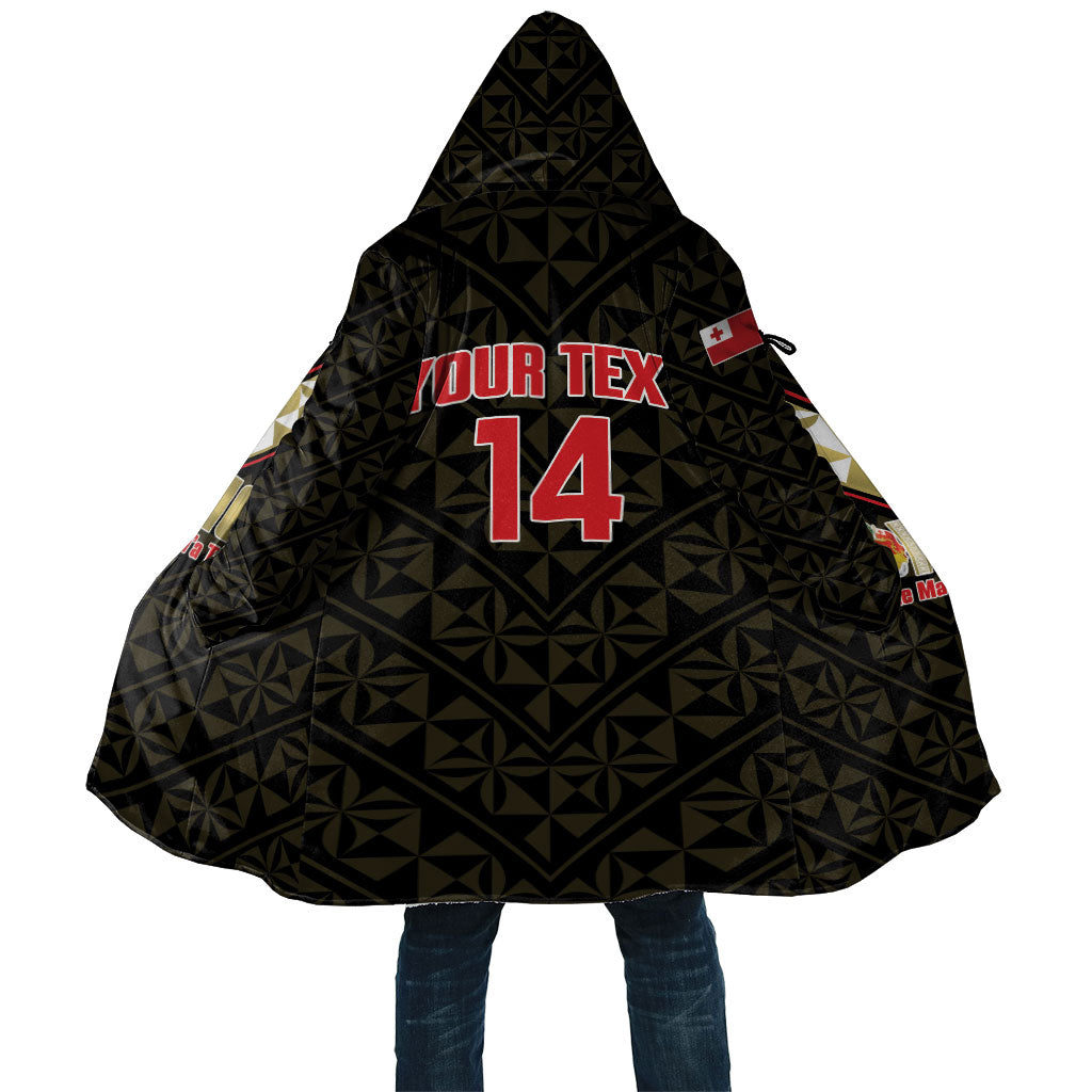 Mate Maa Tonga Rugby Custom Cloak 2026 Tongan Ngatu Pattern Black LT14 Unisex Black - Polynesian Pride