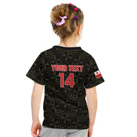 Mate Maa Tonga Rugby Custom Kid T Shirt 2026 Tongan Ngatu Pattern Black