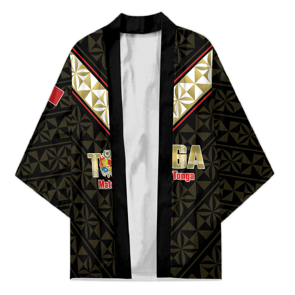 Mate Maa Tonga Rugby Custom Kimono 2026 Tongan Ngatu Pattern Black LT14 Unisex Black - Polynesian Pride