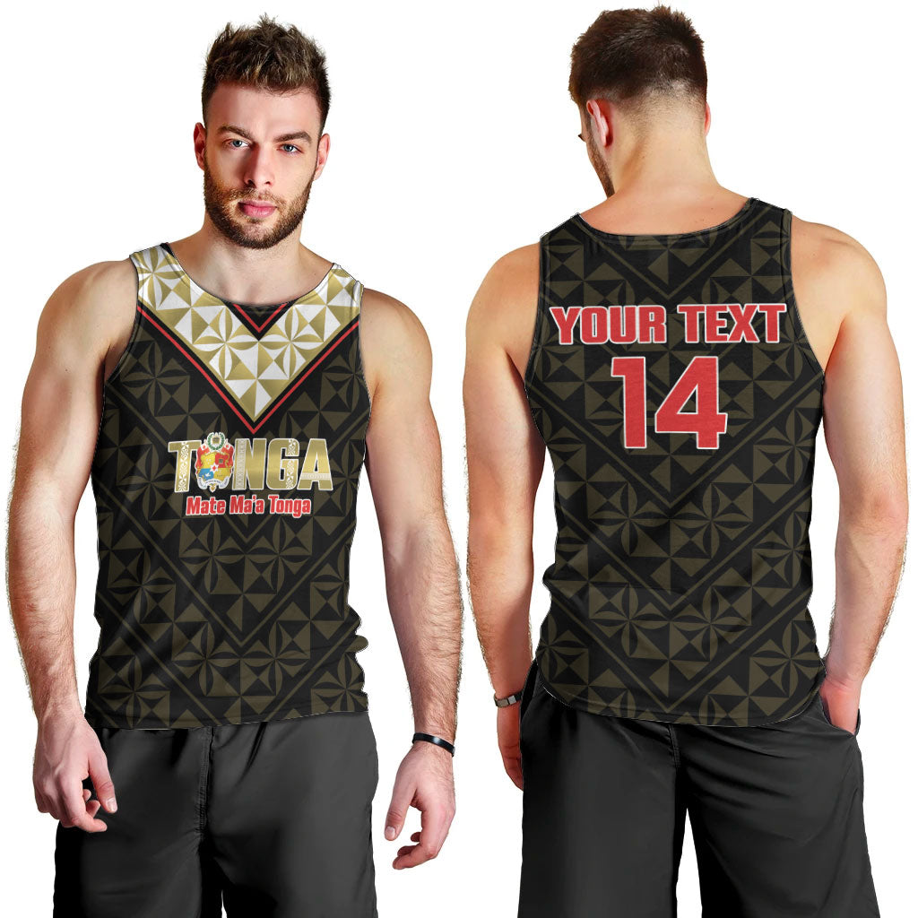 Mate Maa Tonga Rugby Custom Men Tank Top 2026 Tongan Ngatu Pattern Black LT14 - Polynesian Pride