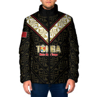 Mate Maa Tonga Rugby Custom Padded Jacket 2026 Tongan Ngatu Pattern Black LT14 Men Black - Polynesian Pride