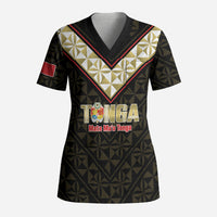 Mate Maa Tonga Rugby Custom Scrub Top 2026 Tongan Ngatu Pattern Black LT14 Adult Black - Polynesian Pride
