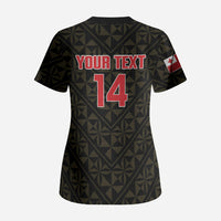 Mate Maa Tonga Rugby Custom Scrub Top 2026 Tongan Ngatu Pattern Black LT14 - Polynesian Pride