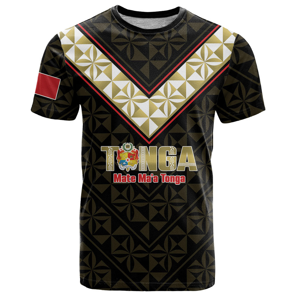 Mate Maa Tonga Rugby Custom T Shirt 2026 Tongan Ngatu Pattern Black