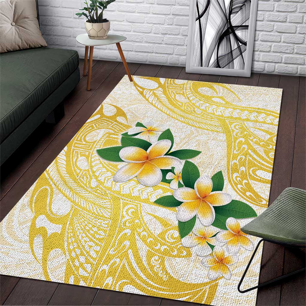 Gold And White Polynesia Plumeria Area Rug Curves Tropical Vibes