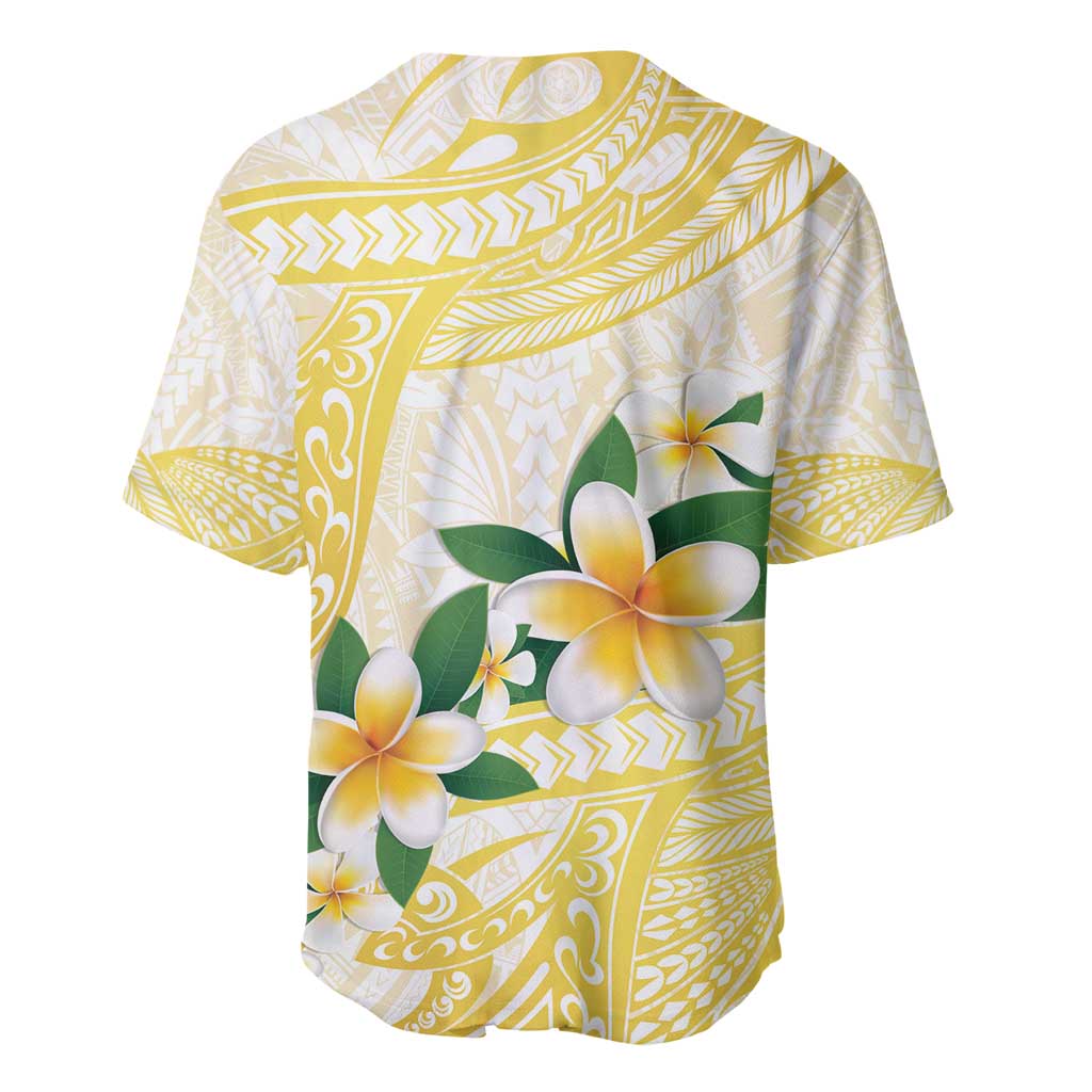 Gold And White Polynesia Plumeria Baseball Jersey Curves Tropical Vibes LT14 - Polynesian Pride