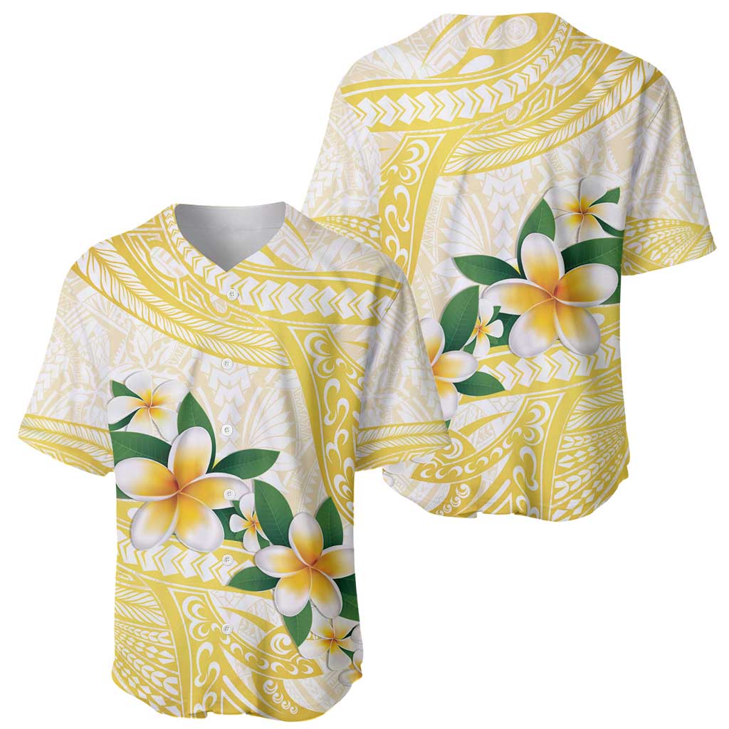 Gold And White Polynesia Plumeria Baseball Jersey Curves Tropical Vibes LT14 - Polynesian Pride