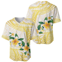 Gold And White Polynesia Plumeria Baseball Jersey Curves Tropical Vibes LT14 - Polynesian Pride