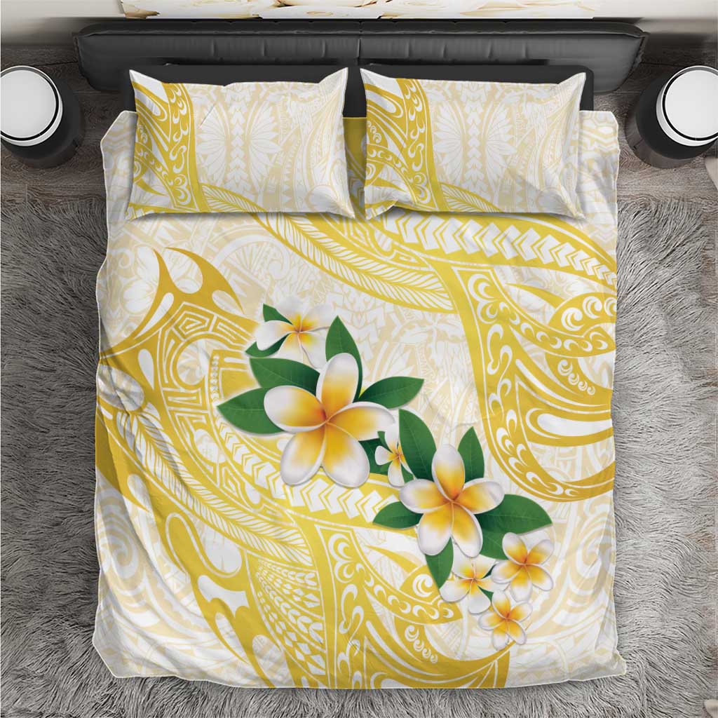 Gold And White Polynesia Plumeria Bedding Set Curves Tropical Vibes LT14 Gold - Polynesian Pride