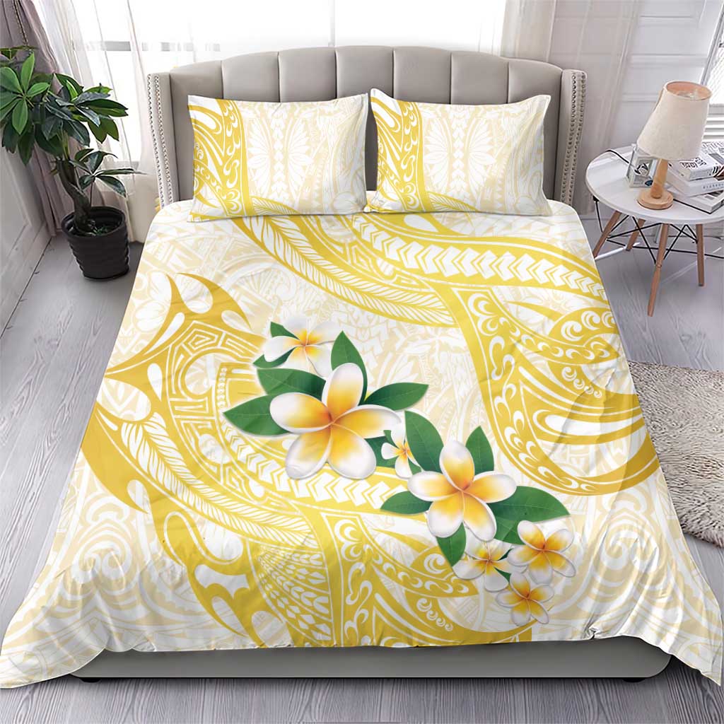Gold And White Polynesia Plumeria Bedding Set Curves Tropical Vibes LT14 - Polynesian Pride