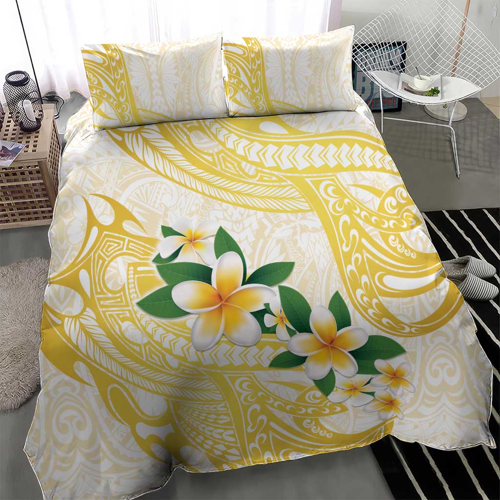 Gold And White Polynesia Plumeria Bedding Set Curves Tropical Vibes LT14 - Polynesian Pride