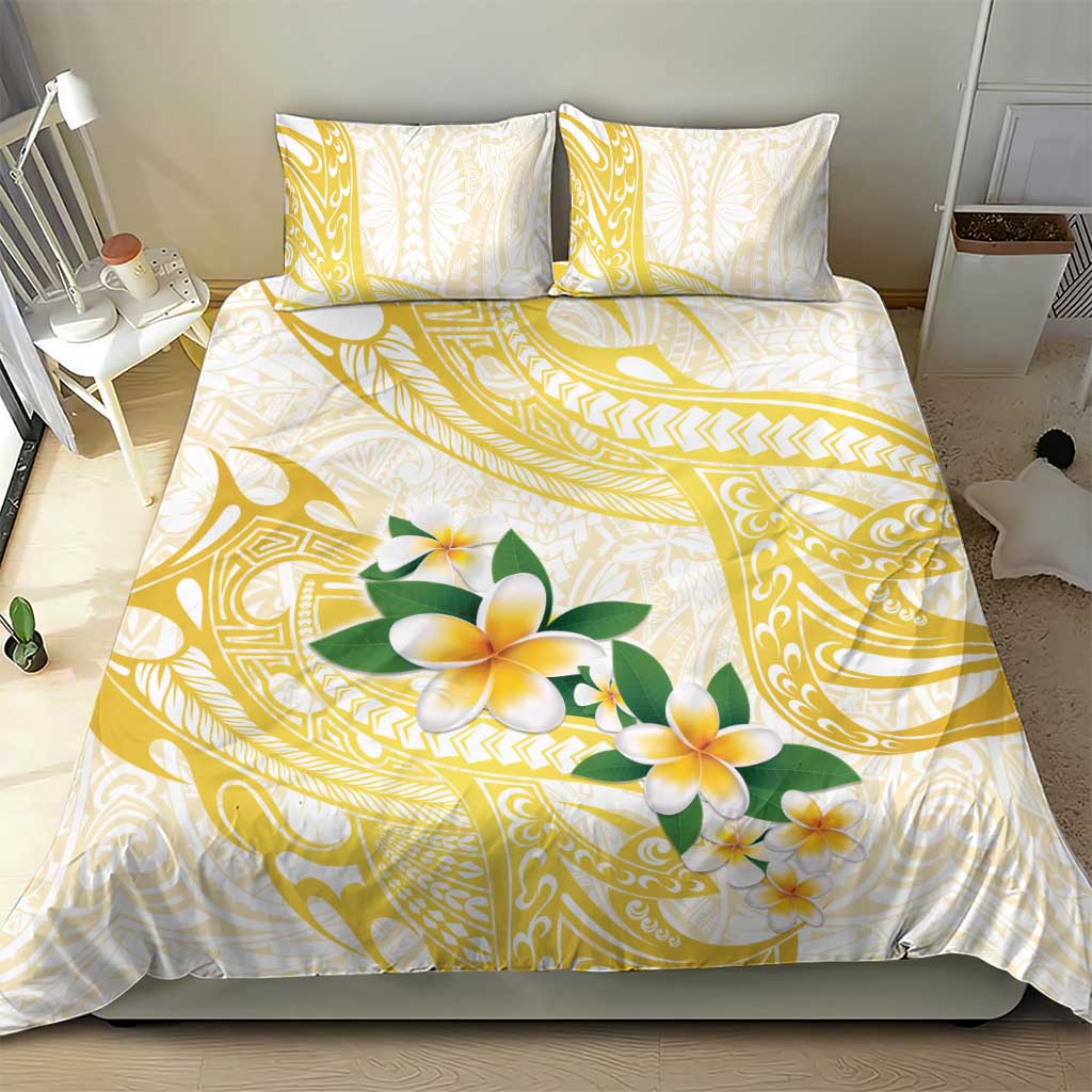 Gold And White Polynesia Plumeria Bedding Set Curves Tropical Vibes LT14 - Polynesian Pride