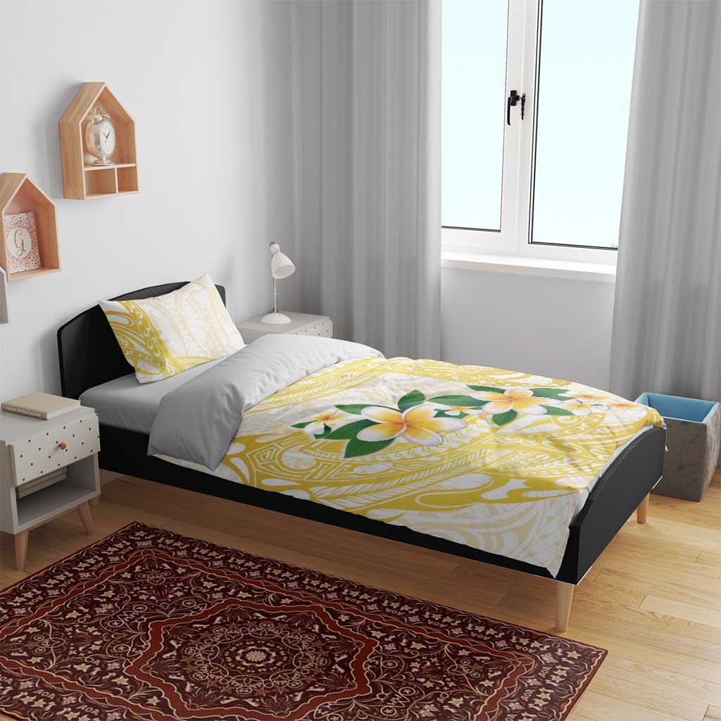 Gold And White Polynesia Plumeria Bedding Set Curves Tropical Vibes LT14 - Polynesian Pride