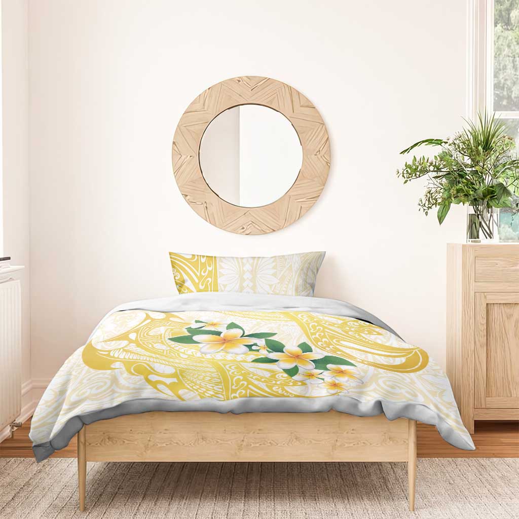 Gold And White Polynesia Plumeria Bedding Set Curves Tropical Vibes LT14 - Polynesian Pride