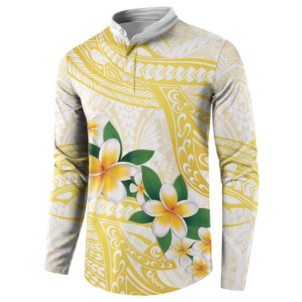 Gold And White Polynesia Plumeria Button Sweatshirt Curves Tropical Vibes LT14 - Polynesian Pride