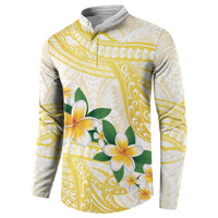 Gold And White Polynesia Plumeria Button Sweatshirt Curves Tropical Vibes LT14 - Polynesian Pride