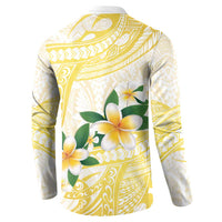 Gold And White Polynesia Plumeria Button Sweatshirt Curves Tropical Vibes LT14 - Polynesian Pride
