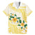 Gold And White Polynesia Plumeria Family Matching Off Shoulder Maxi Dress and Hawaiian Shirt Curves Tropical Vibes