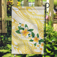 Gold And White Polynesia Plumeria Garden Flag Curves Tropical Vibes LT14 Garden Flag Gold - Polynesian Pride