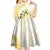 Gold And White Polynesia Plumeria Kid Short Sleeve Dress Curves Tropical Vibes