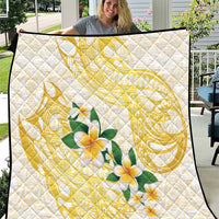 Gold And White Polynesia Plumeria Quilt Curves Tropical Vibes LT14 Gold - Polynesian Pride