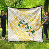 Gold And White Polynesia Plumeria Quilt Curves Tropical Vibes LT14 - Polynesian Pride