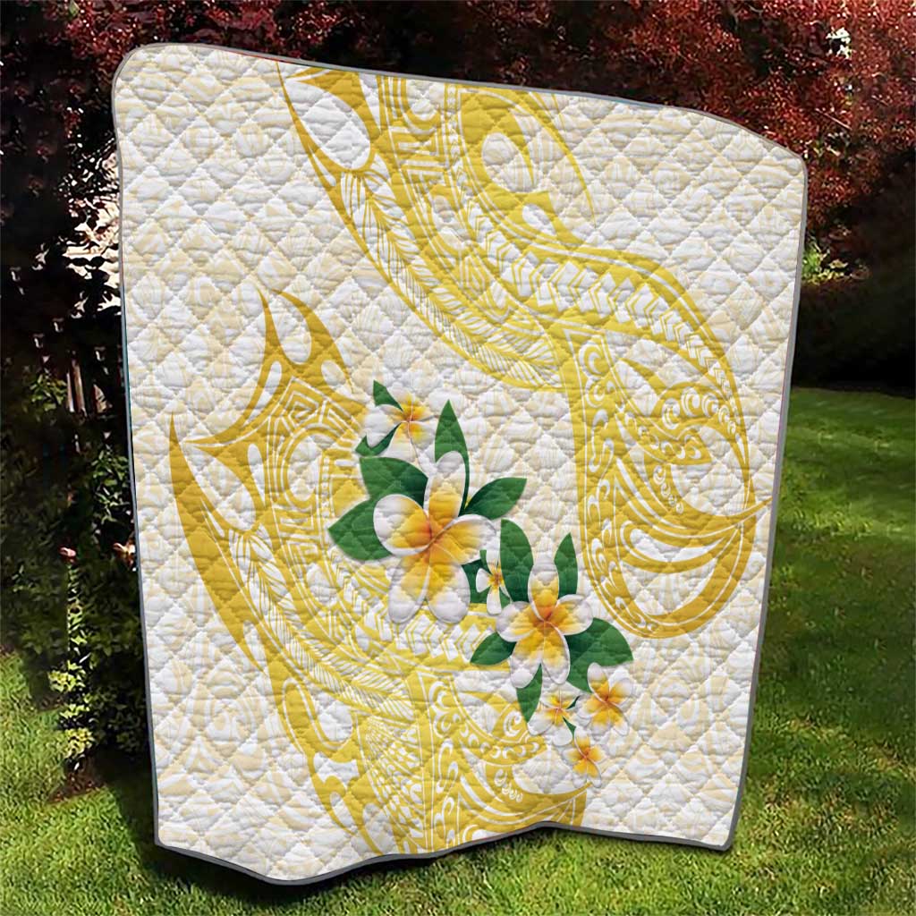 Gold And White Polynesia Plumeria Quilt Curves Tropical Vibes LT14 - Polynesian Pride