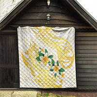 Gold And White Polynesia Plumeria Quilt Curves Tropical Vibes LT14 - Polynesian Pride