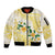 Gold And White Polynesia Plumeria Sleeve Zip Bomber Jacket Curves Tropical Vibes