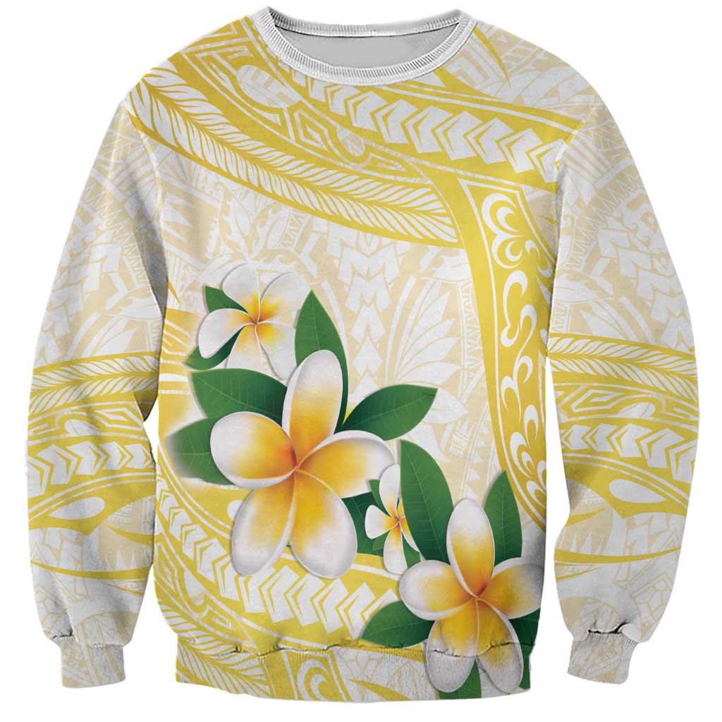 Gold And White Polynesia Plumeria Sweatshirt Curves Tropical Vibes LT14 Unisex Gold - Polynesian Pride