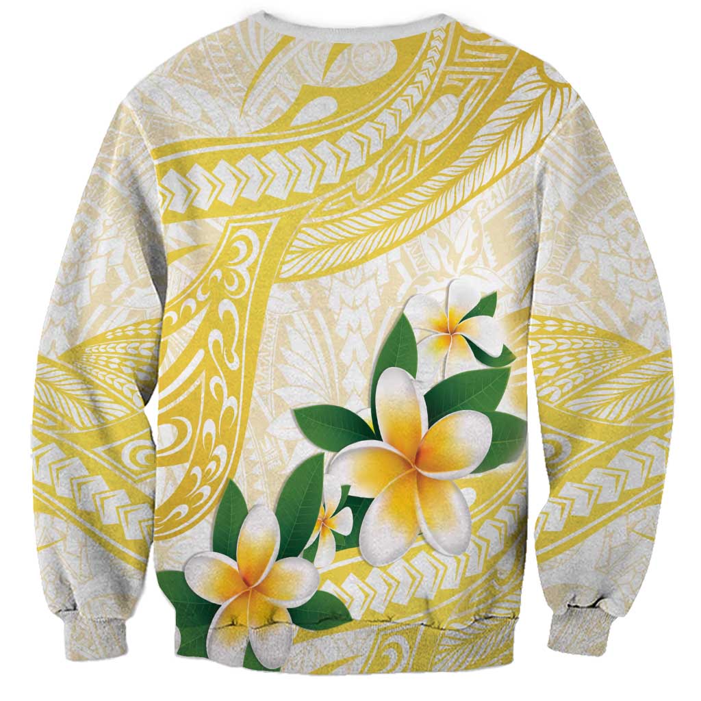 Gold And White Polynesia Plumeria Sweatshirt Curves Tropical Vibes LT14 - Polynesian Pride