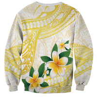 Gold And White Polynesia Plumeria Sweatshirt Curves Tropical Vibes LT14 - Polynesian Pride