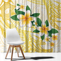 Gold And White Polynesia Plumeria Window Curtain Curves Tropical Vibes LT14 - Polynesian Pride