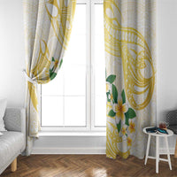 Gold And White Polynesia Plumeria Window Curtain Curves Tropical Vibes LT14 - Polynesian Pride