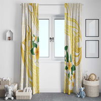 Gold And White Polynesia Plumeria Window Curtain Curves Tropical Vibes LT14 - Polynesian Pride
