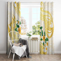Gold And White Polynesia Plumeria Window Curtain Curves Tropical Vibes LT14 - Polynesian Pride