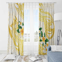 Gold And White Polynesia Plumeria Window Curtain Curves Tropical Vibes LT14 - Polynesian Pride