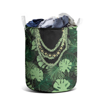 Green Hawaii Kukui Nut Lei Laundry Basket Hawaiian Pattern Monstera Tropical Vibes LT14 - Polynesian Pride