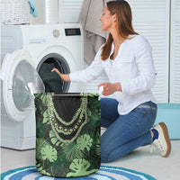 Green Hawaii Kukui Nut Lei Laundry Basket Hawaiian Pattern Monstera Tropical Vibes LT14 - Polynesian Pride